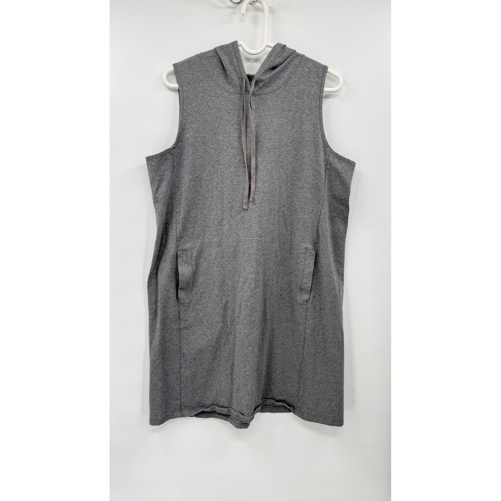 Eileen Fisher XL Sleeveless Hoodie Dress Women Grey Organic Cotton Knit